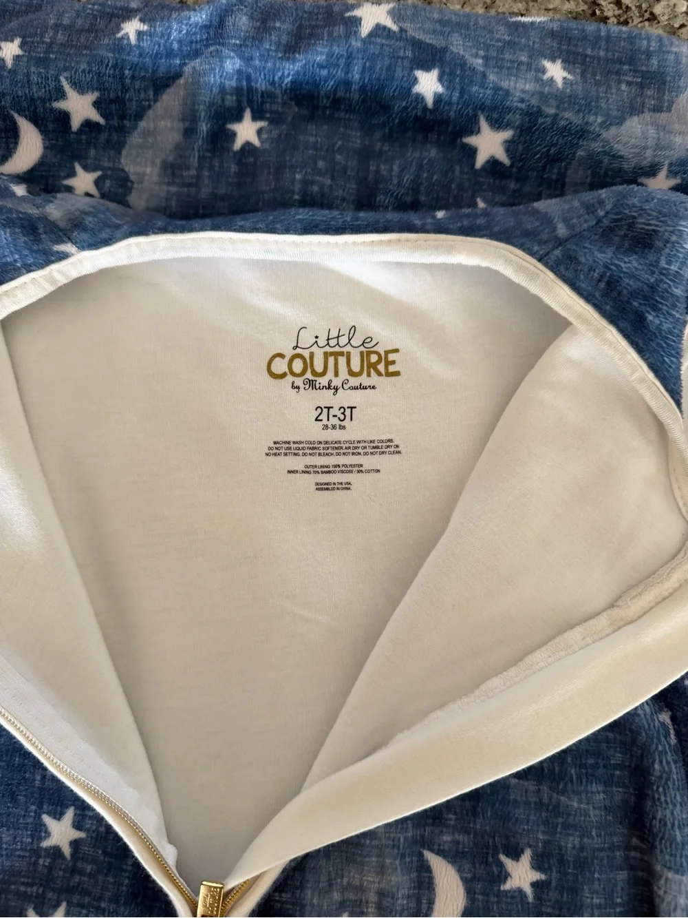 Blue Star & Moon Childs zip up sleeper 2t-3t